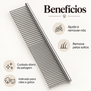Pente Desembolador em Aço Inox para Pets — 19 cm