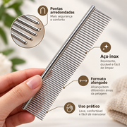 Pente Desembolador em Aço Inox para Pets — 19 cm