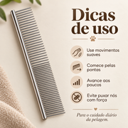 Pente Desembolador em Aço Inox para Pets — 19 cm