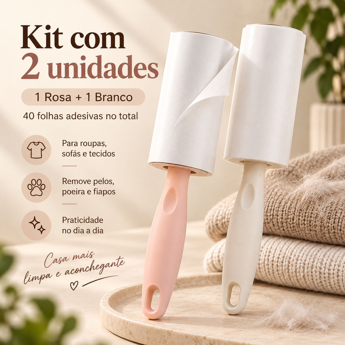 Kit 2 Rolos Adesivos Tira Pelos