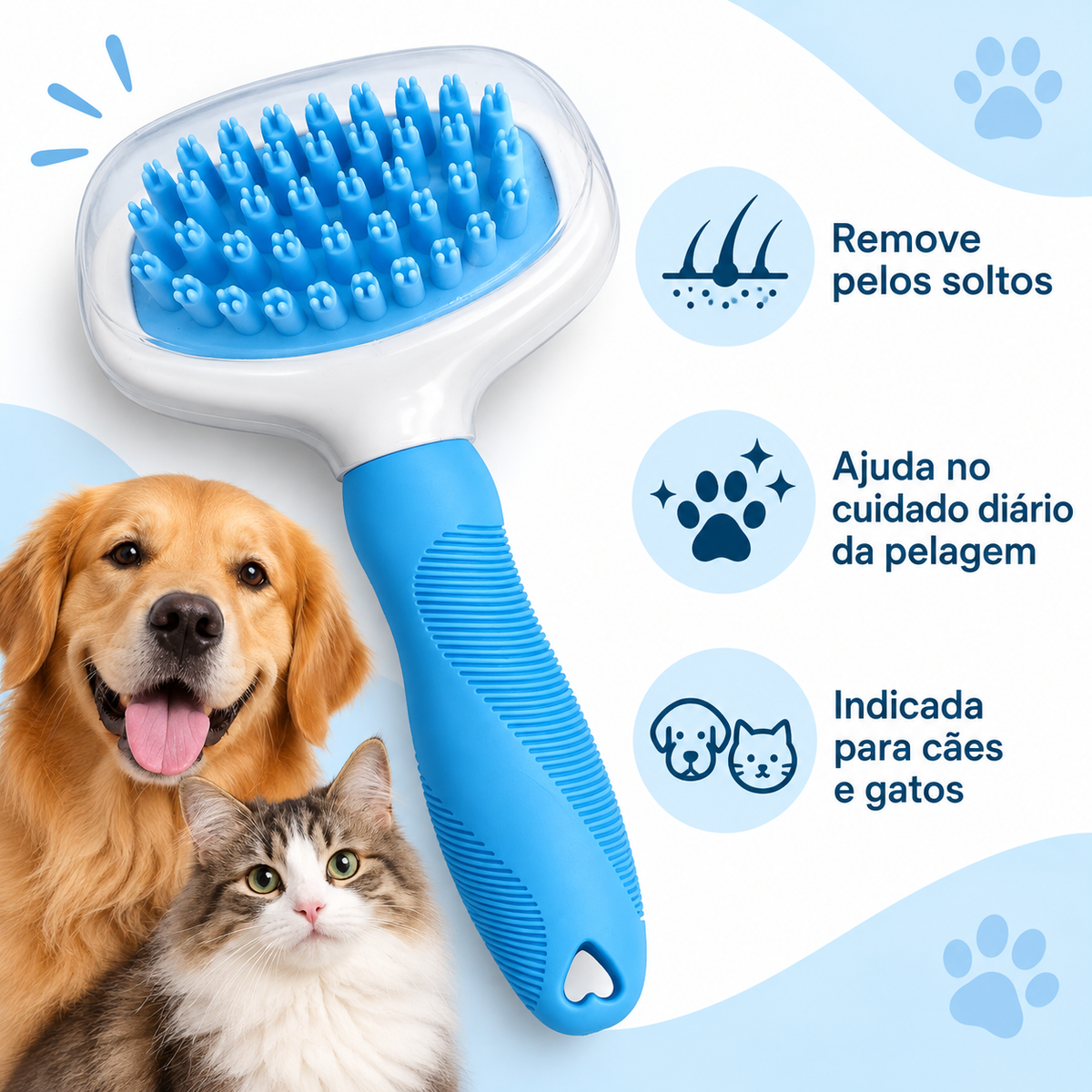 Escova Rasqueadeira para Pets — 18 cm