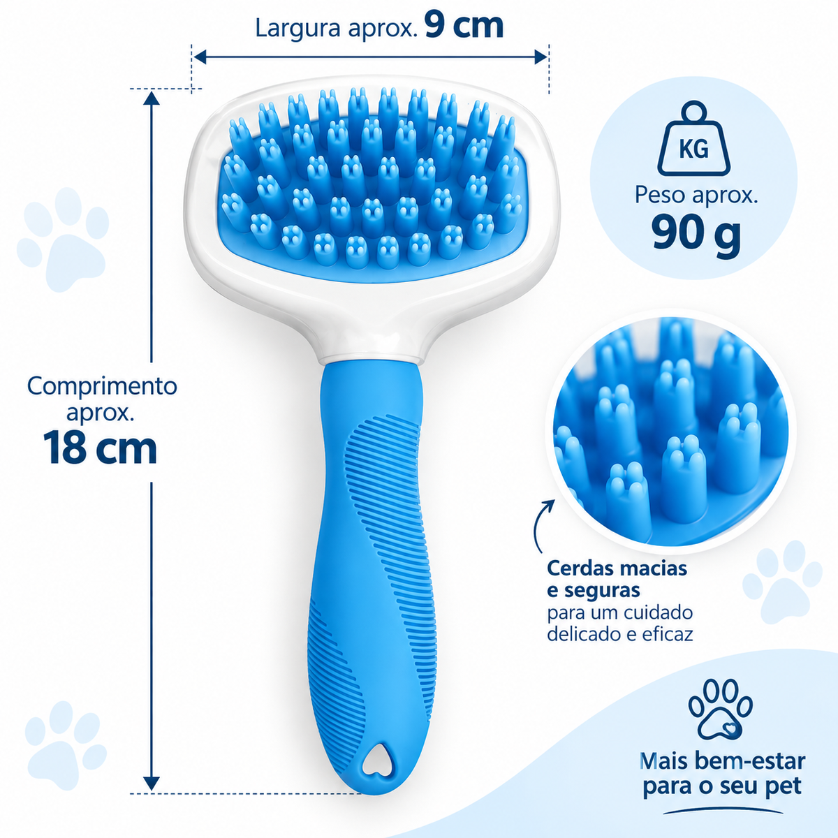 Escova Rasqueadeira para Pets — 18 cm
