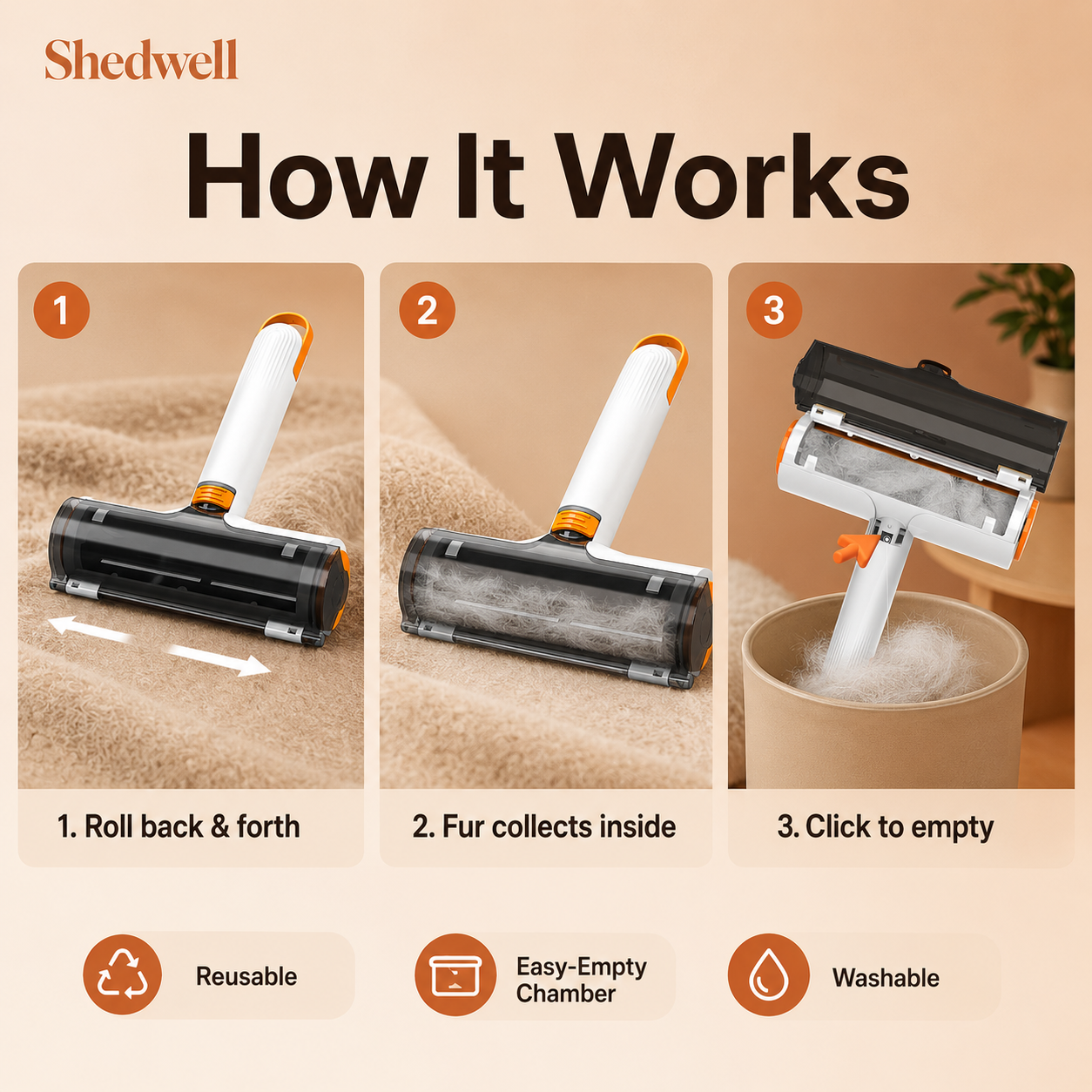 Shedwell Reusable Pet Hair Roller